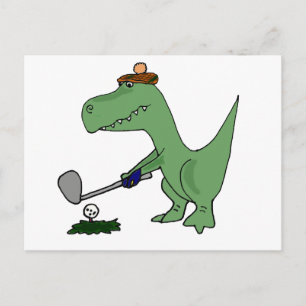 Funny T-Rex Dinosaur Playing Golf Postcard