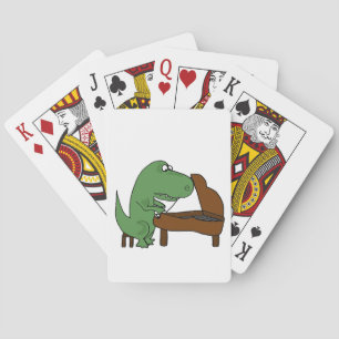 Funny T-Rex Dinosaur Playing Piano Cards