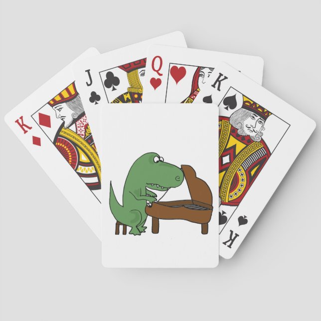 Funny T-Rex Dinosaur Playing Piano Playing Cards (Back)