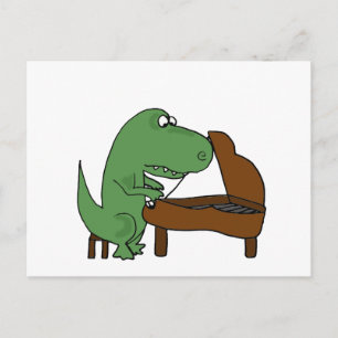 Funny T-Rex Dinosaur Playing Piano Postcard