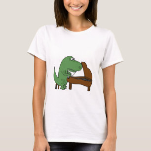 Funny T-Rex Dinosaur Playing Piano T-Shirt