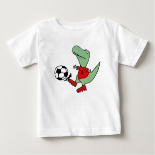 Funny T-rex Dinosaur Playing Soccer Baby T-Shirt