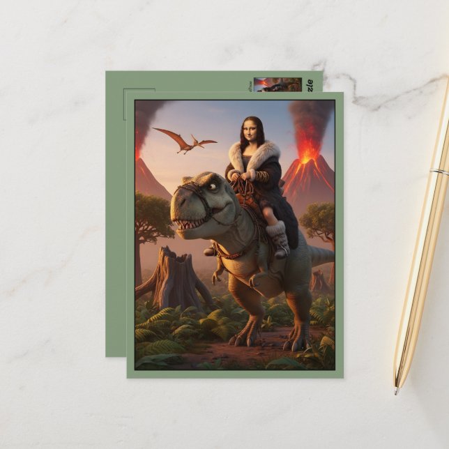 Funny T Rex Dinosaur Postcard (Front/Back In Situ)