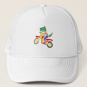 Funny T-rex Dinosaur Riding Dirt Bike Motorcycle Trucker Hat