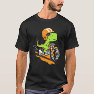 Funny T-Rex Dinosaur Riding Motorcycle Dino Biker  T-Shirt
