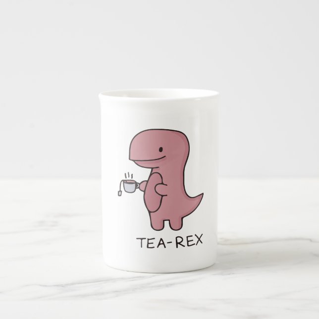 Funny T Rex Dinosaur Tea Lover Gift, Dinosaur  Bone China Mug (Front)
