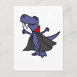 Funny T-rex Dinosaur Vampire Cartoon Postcard