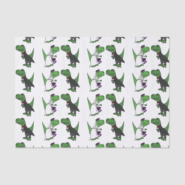 Funny T-rex Dinosaur Wedding Tissue Paper (Front)