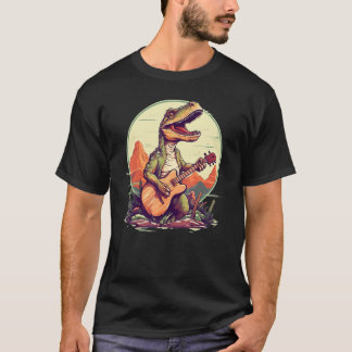 Funny T Rex Dinosaurs Songwriter with acoustic Gui T-Shirt
