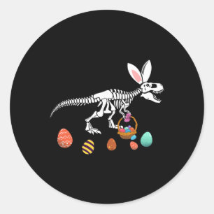 Funny T Rex Easter Skeleton Bunny Sket Egg Hunt Ea Classic Round Sticker