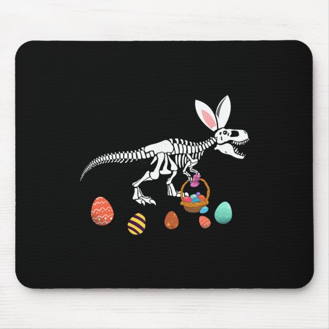 Funny T Rex Easter Skeleton Bunny Sket Egg Hunt Ea Mouse Mat (Front)