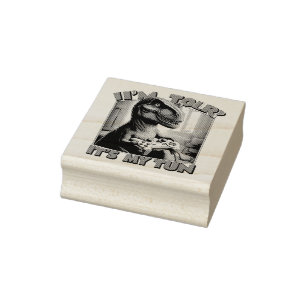 Funny T-Rex Gamer Quote Design Rubber Stamp