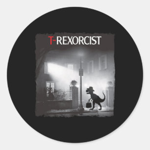 Funny T-rex Horror Parody Dinosaur Halloween Retro Classic Round Sticker