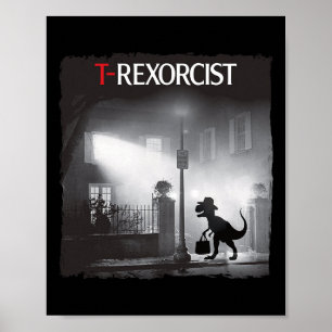 Funny T-rex Horror Parody Dinosaur Halloween Retro Poster