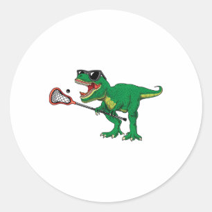 Funny T Rex Lacrosse Dinosaur Lax Boys Lacrosse Te Classic Round Sticker