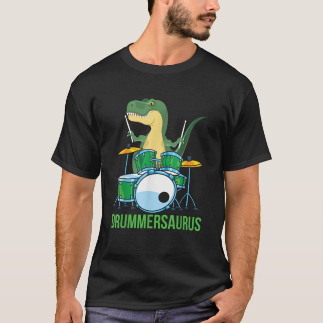 Funny T Rex Percussion Drummersaurus Drummer Boys  T-Shirt (Front)