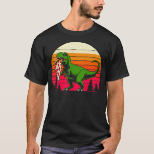 Funny T Rex Pizza Retro Sunset Dinosaur T-Shirt
