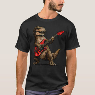 Funny T-Rex Playing Guitar Rock And Roll T-Shirt