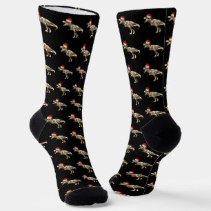 Funny T-Rex Santa Dinosaur Christmas Socks