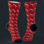 Funny T-Rex Santa Dinosaur Red Christmas Socks<br><div class="desc">Take Christmas to the next level with these Funny T-Rex Santa Dinosaur Christmas red Socks. Featuring a roaring Tyrannosaurus Rex in a Santa hat with a cheeky slogan, this bold prehistoric design is guaranteed to get everyone’s attention definitely not “elf and safety”! A fun and quirky way to spice up...</div>