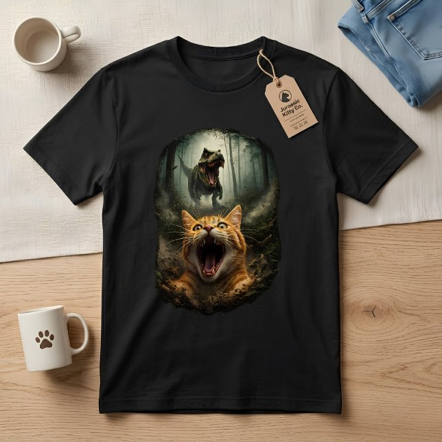 Funny T-Rex & Screaming Cat Meme T-Shirt (Creator Uploaded)