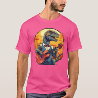 Funny T Rex Suit With Acoustic Guitar For Musican T-Shirt