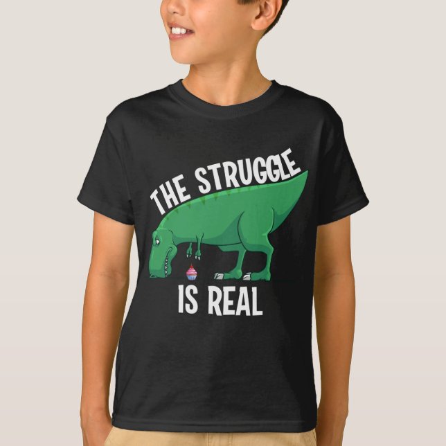 Funny T-rex The Struggle Is Real Cupcake T-Shirt (Front)
