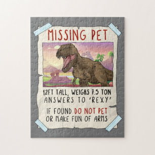 Funny T Rex Tshirt, Funny Missing Pet Tee, Dinosau Jigsaw Puzzle