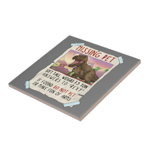 Funny T Rex Tshirt, Funny Missing Pet Tee, Dinosau Tile