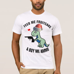 FUNNY T-REX WITH GUN CHRISTMAS T-SHIRTS