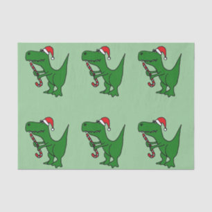 Funny T-Rext Dinosaur in Santa Hat Tissue Paper