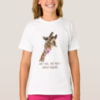 Funny T-Shirt Giraffe Tongue Out - Custom Text