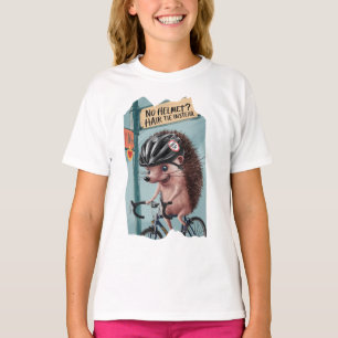 Funny T-shirt ,Hedgehog in a helmet
