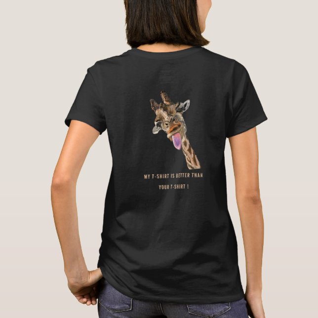 Funny T-Shirt Playful Giraffe - Custom Text (Back)
