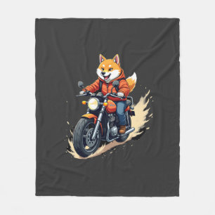 Funny T-Shirt, Shiba Inu, Motorcycle, Dog, Puppet, Fleece Blanket