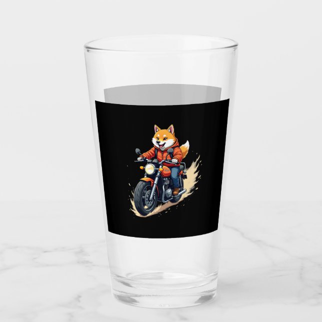 Funny T-Shirt, Shiba Inu, Motorcycle, Dog, Puppet, Glass (Front)