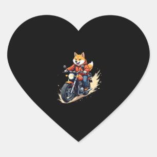 Funny T-Shirt, Shiba Inu, Motorcycle, Dog, Puppet, Heart Sticker