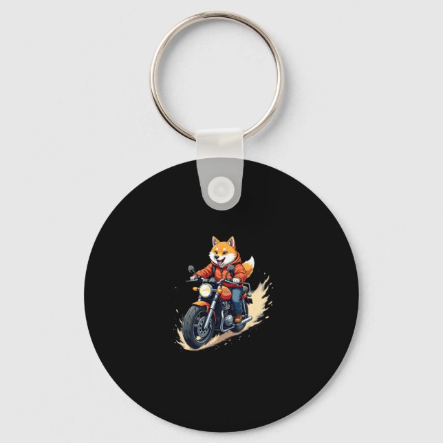 Funny T-Shirt, Shiba Inu, Motorcycle, Dog, Puppet, Key Ring (Front)