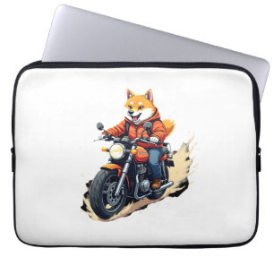 Funny T-Shirt, Shiba Inu, Motorcycle, Dog, Puppet, Laptop Sleeve