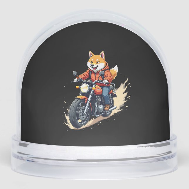 Funny T-Shirt, Shiba Inu, Motorcycle, Dog, Puppet, Snowglobe (Front)