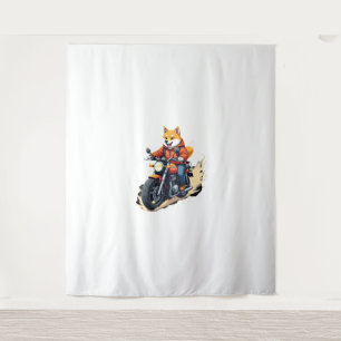 Funny T-Shirt, Shiba Inu, Motorcycle, Dog, Puppet, Tapestry
