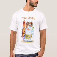 Funny T-Shirt Summer Snowman Surfer - Your Text