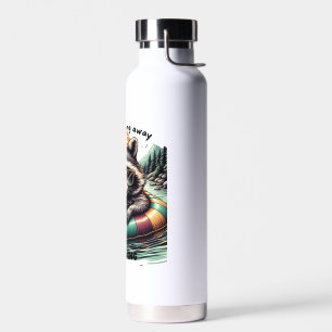 Funny T-shirt with a relaxed raccoon – “I'm not ru Water Bottle
