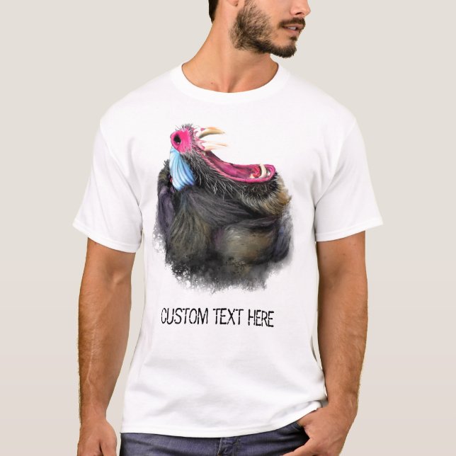 Funny T-Shirt with Angry Mandrill and Custom Text  (Front)