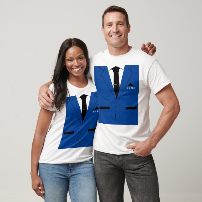 Funny T-Shirt with Custom Name Business Blue Suit (Unisex)