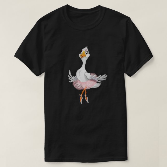 Funny T-Shirt with Happy Ballerina Duck (Design Front)