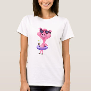 Funny T-Shirt with Happy Party Pig