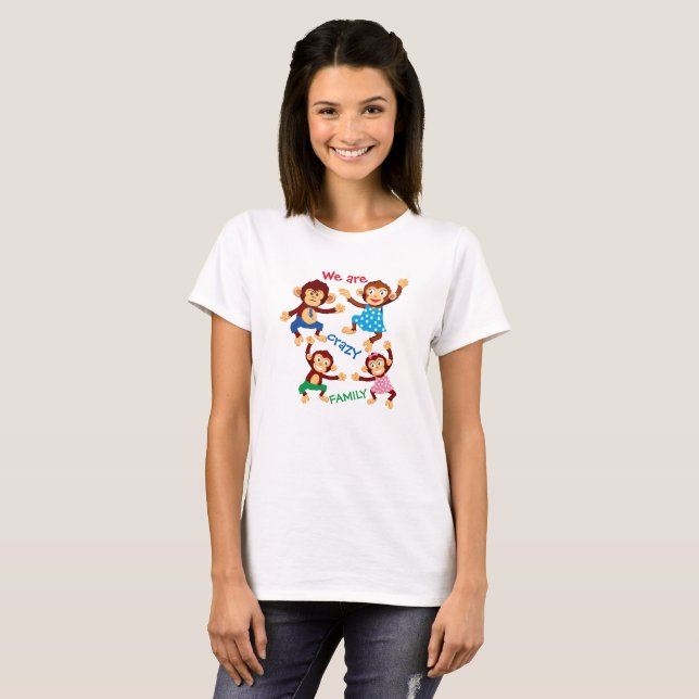 Funny T-shirt with monkeys for cheerful family (Front Full)