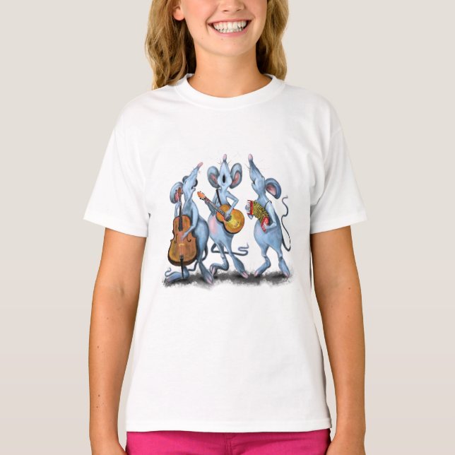 Funny T-Shirt with Musical Mouse Band (Front)