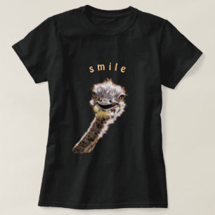 Funny T-Shirt with Playful Happy Ostrich - Smile
